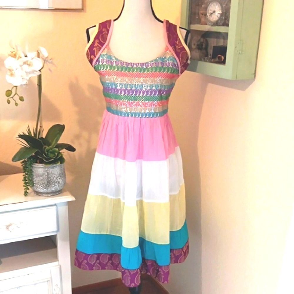 Passion Colorful Metallic Sleeveless Dress Festival. Metallic.